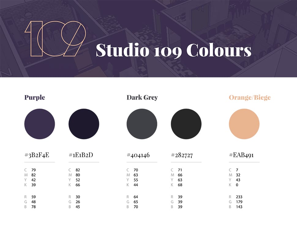 Studio109 brand colours